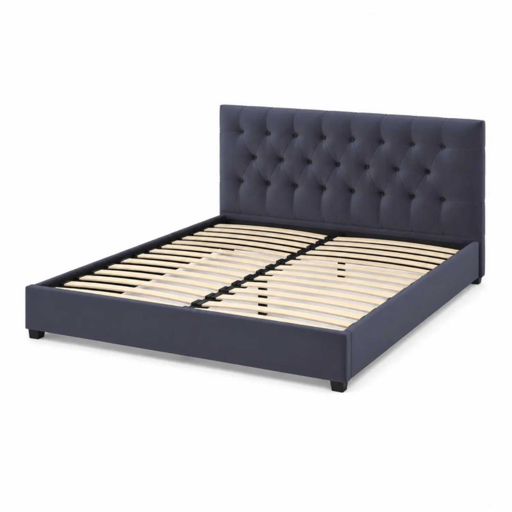 Doppelbett mit gepolstertem Kopfteil Stoff Dunkelblau 200x180 cm
