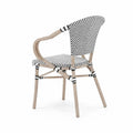 Outdoor Stuhl mit Armlehnen aus Rattan und Aluminium Schwarz Weiß 85cm