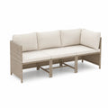 L-förmiges Outdoor-Rattan-Ecksofa mit Polyesterkissen Beige