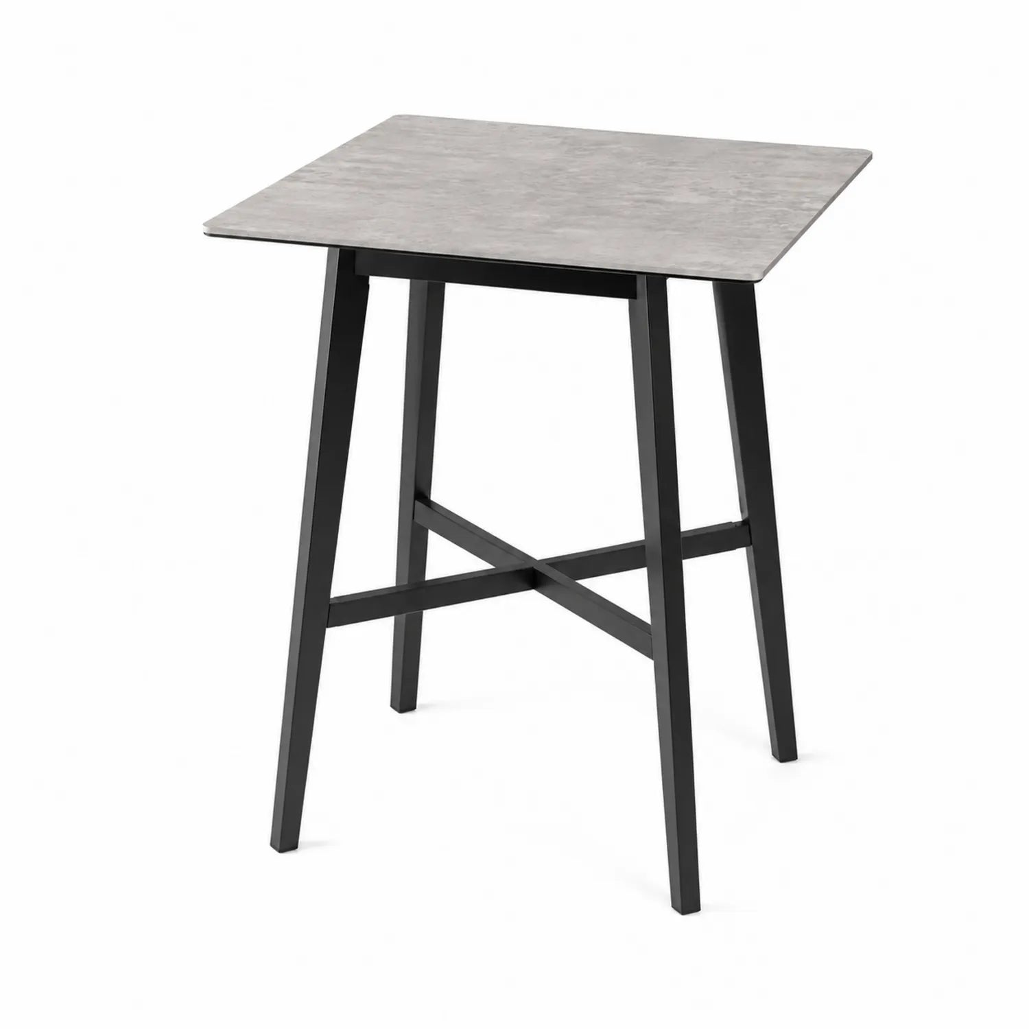 Quadratischer Outdoor-Esstisch 80x80 cm Keramikplatte Stahlgestell Grau/Schwarz