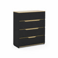 Schwarz/Beige MDF Kommode mit 4 Schubladen