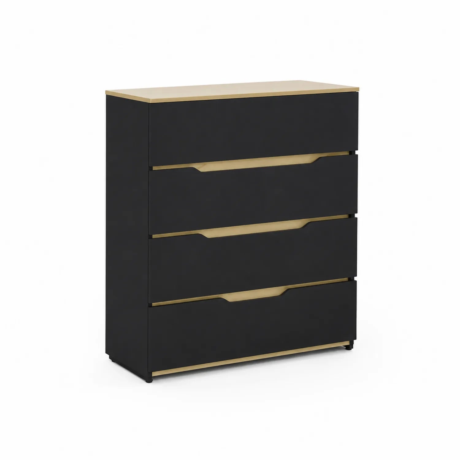 Schwarz/Beige MDF Kommode mit 4 Schubladen