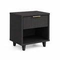 Nachttisch aus schwarzem MDF mit Schublade 45x35x55cm