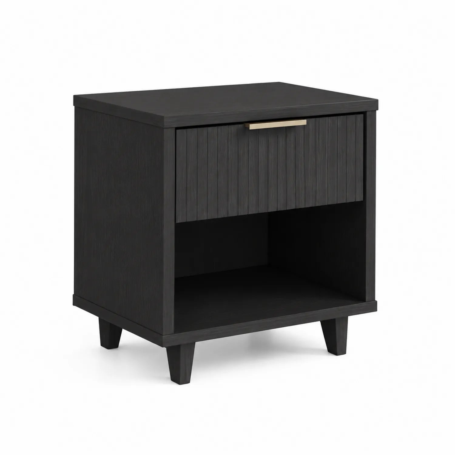 Nachttisch aus schwarzem MDF mit Schublade 45x35x55cm