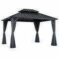 Metallpavillon 3x3 m mit Aluminiumdach und Polyester Vorhängen Grau