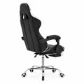 Gaming Bürostuhl PU-Leder Schwarz/Weiß Verstellbar mit Fußstütze