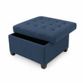 Quadratischer Hocker mit Stauraum und Polstersitz aus Polyester Blau