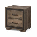 Holz Nachttisch mit 2 Schubladen MDF Braun