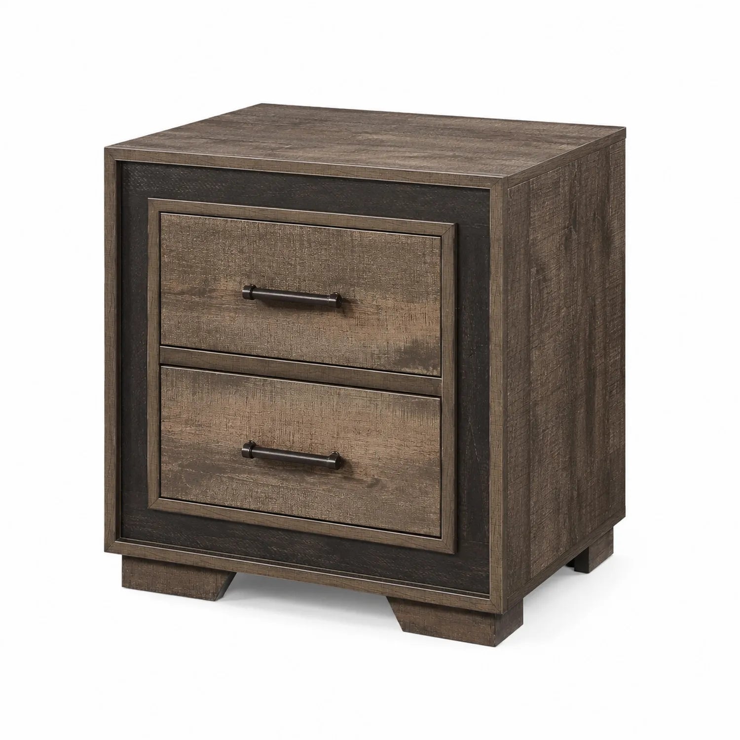 Holz Nachttisch mit 2 Schubladen MDF Braun