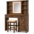 Holz Schminktisch mit Spiegel und LED-Licht, Braun