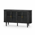 Sideboard aus Eichenholz mit Hartglas Türen Schwarz 160x80x40 cm