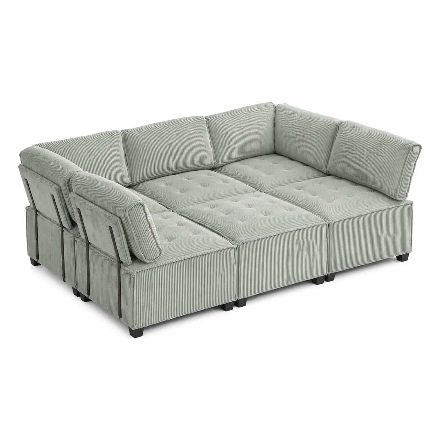 Modulares Sofa Ecksofa 4-Sitzer Cord Grau