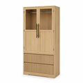 Holz-Kleiderschrank mit 2 Türen und 2 Schubladen aus Eichenfurnier