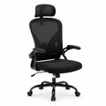 Ergonomischer Bürostuhl mit Netzrücken und Kopfstütze, Schwarz